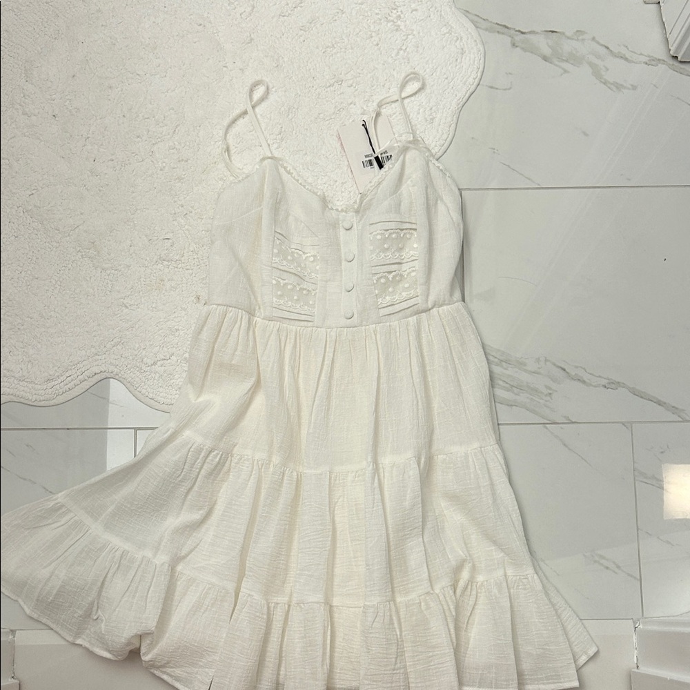 White Dress with Button Details